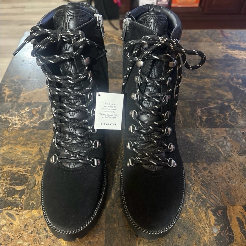 Coach Women's Black Lace-Up Ankle Boots